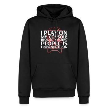 Ich spiele auf meiner Konsole - Männer Premium Bio Hoodie - Schwarz - Vorne - Nico (187cm)