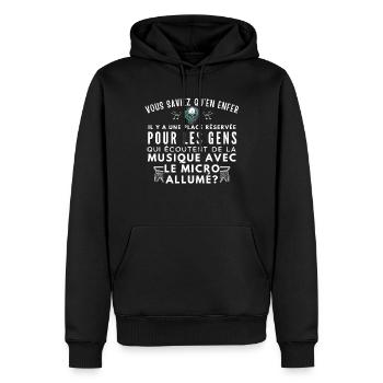 Le micro allumé - Men’s Premium Organic Hoodie - black - Front - Nico (187cm)