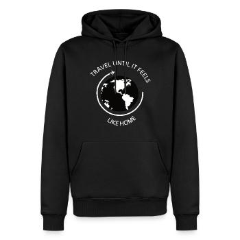 Voyagez jusqu’à ce que vous vous sentiez comme à la maison - Sweat à capuche Premium bio Homme - noir - Devant - Nico (187cm)