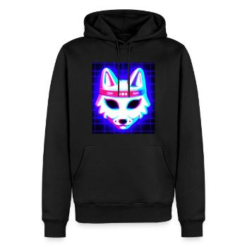 Kitsun Vaporwave Japanese Kami Vaporwave Kitsune - Men’s Premium Organic Hoodie - black - Front - Nico (187cm)