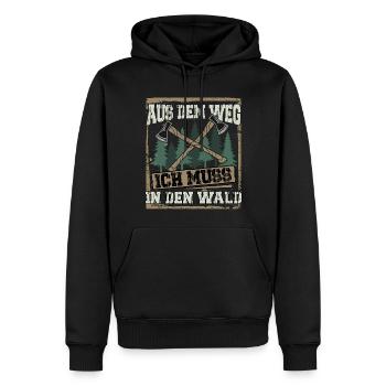Aus dem Weg ich muss in den Wald - Männer Premium Bio Hoodie - Schwarz - Vorne - Nico (187cm)