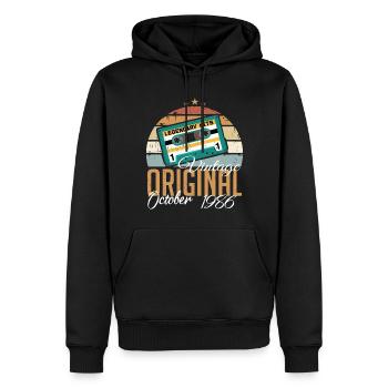 Oktober 1986 Geburtstagsgeschenk 1986 Oktober - Männer Premium Bio Hoodie - Schwarz - Vorne - Nico (187cm)