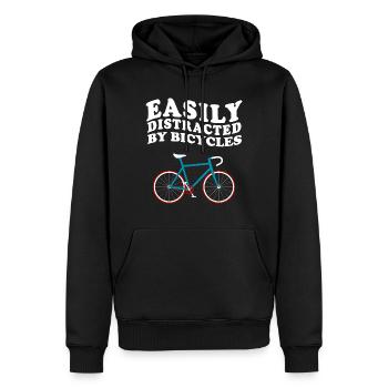 Facilement distrait par les vélos Vélo à roue de vélo - Sweat à capuche Premium bio Homme - noir - Devant - Nico (187cm)
