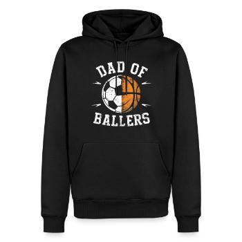 Papa Des Ballers Basket-ball Ballon De Football Fête des Pères - Sweat à capuche Premium bio Homme - noir - Devant - Nico (187cm)