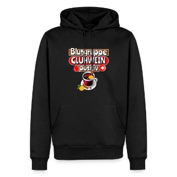 Blutgruppe Glühwein | Weihnachtsgeschenk - Männer Premium Bio Hoodie - Schwarz - Vorne - Nico (187cm)