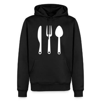 Gabel Besteck - Männer Premium Bio Hoodie - Schwarz - Vorne - Nico (187cm)