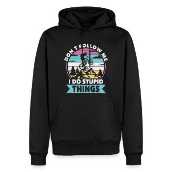 Ne me suivez pas le cycle - Sweat à capuche Premium bio Homme - noir - Devant - Nico (187cm)