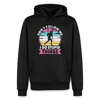 Don t follow me running - Männer Premium Bio Hoodie - Schwarz - Vorne - Nico (187cm)