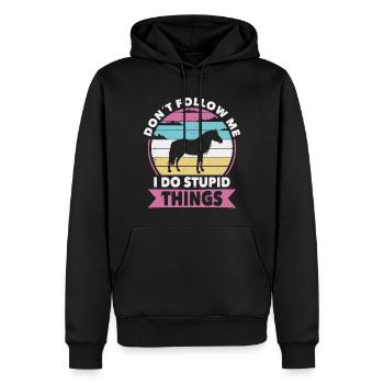 Ne me suivez pas à cheval - Sweat à capuche Premium bio Homme - noir - Devant - Nico (187cm)
