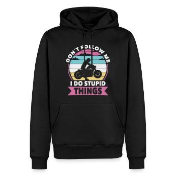 Ne suivez pas un motard une moto - Sweat à capuche Premium bio Homme - noir - Devant - Nico (187cm)
