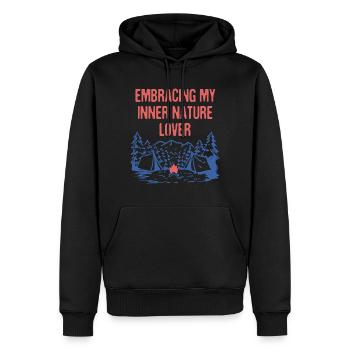 Embrasser inner nature Lover Camping Forest - Sweat à capuche Premium bio Homme - noir - Devant - Nico (187cm)