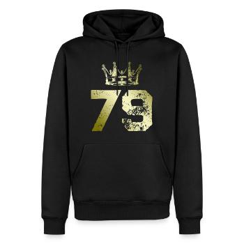 79 Couronne numérique - Sweat à capuche Premium bio Homme - noir - Devant - Nico (187cm)