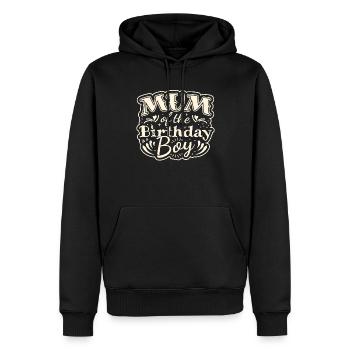 MUM OF THE BIRTHDAY BOY - BIRTHDAY PARTY - Men’s Premium Organic Hoodie - black - Front - Nico (187cm)
