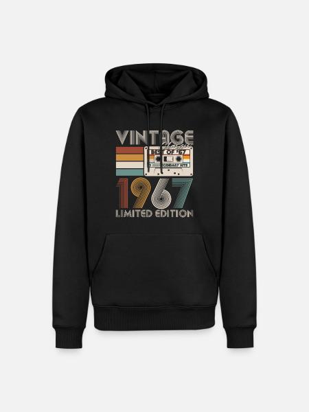 Vintage 1967 Vintage geboren verjaardag retro - Mannen Premium Bio hoodie - zwart