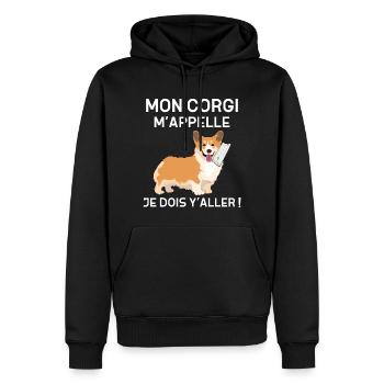 Mon Corgi m'appelle Cadeau Humour Chien Drôle - Sweat à capuche Premium bio Homme - noir - Devant - Nico (187cm)