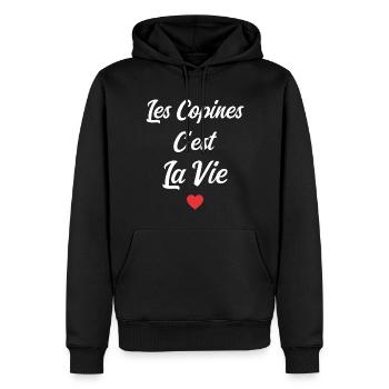 les copines c'est la vie - Sweat à capuche Premium bio Homme - noir - Devant - Nico (187cm)