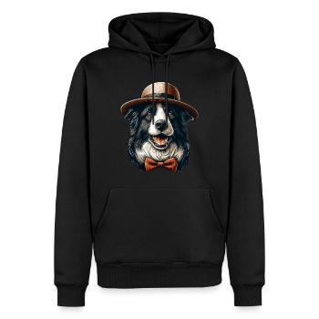 Dessin de Border Collie - Sweat à capuche Premium bio Homme - noir - Devant - Nico (187cm)