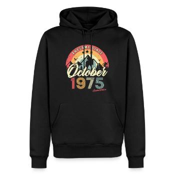 Cadeau D'anniversaire En Octobre 1975 Vintage - Sweat à capuche Premium bio Homme - noir - Devant - Nico (187cm)