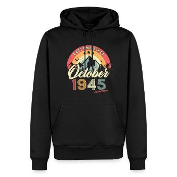Cadeau D'anniversaire En Octobre 1945 Vintage - Sweat à capuche Premium bio Homme - noir - Devant - Nico (187cm)