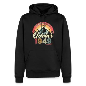 Cadeau D'anniversaire En Octobre 1949 Vintage - Sweat à capuche Premium bio Homme - noir - Devant - Nico (187cm)