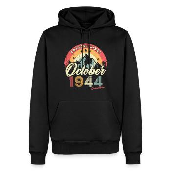Cadeau D'anniversaire En Octobre 1944 Vintage - Sweat à capuche Premium bio Homme - noir - Devant - Nico (187cm)