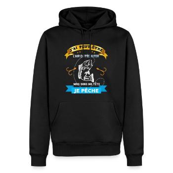 Pêcheur Passion Canne à Pêche - Sweat à capuche Premium bio Homme - noir - Devant - Nico (187cm)