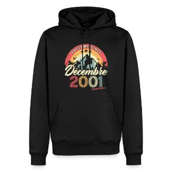 Cadeau D'anniversaire En Décembre 2001 Vintage - Sweat à capuche Premium bio Homme - noir - Devant - Nico (187cm)