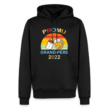 Promu grand-père 2022 - Sweat à capuche Premium bio Homme - noir - Devant - Nico (187cm)