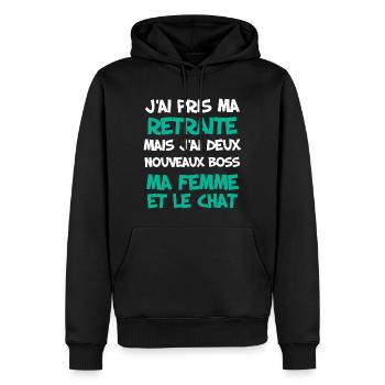 Retraite Avec Femme Et Animaux De Compagnie - Sweat à capuche Premium bio Homme - noir - Devant - Nico (187cm)