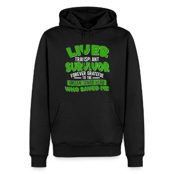 Conception de donneur d’organes transplantés hépatiques - Sweat à capuche Premium bio Homme - noir - Devant - Nico (187cm)