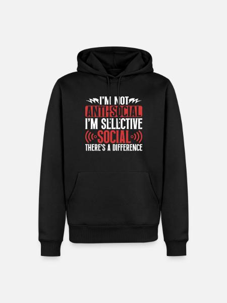 Introvertiert Schüchtern Antisozial - Männer Premium Bio Hoodie - Schwarz