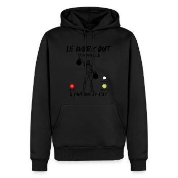 Work out Cross training Cadeau Humour Homme Sport - Sweat à capuche Premium bio Homme - noir - Devant - Nico (187cm)