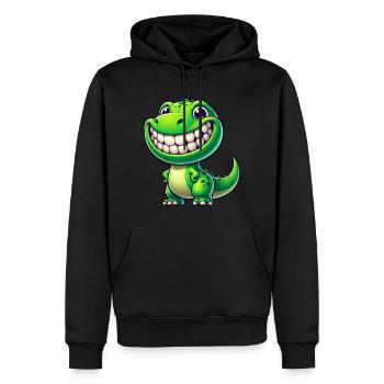 Dinosaure mignon T-Rex Cartoon Friendly - Sweat à capuche Premium bio Homme - noir - Devant - Nico (187cm)