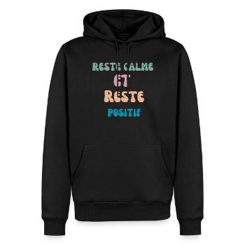 RESTE CALME ET RESTE POSITIF - Sweat à capuche Premium bio Homme - noir - Devant - Nico (187cm)