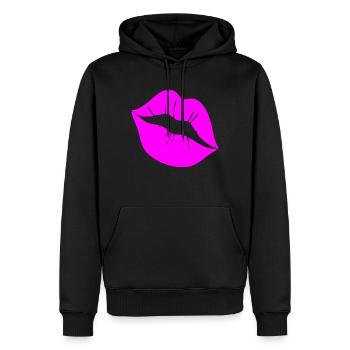 Embrasser la bouche Embrasser les lèvres Symbole de la bouche - Sweat à capuche Premium bio Homme - noir - Devant - Nico (187cm)