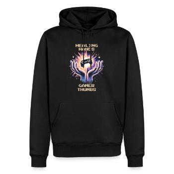Ergothérapie Guérison Mains Pouce Rétro Pixel Art - Sweat à capuche Premium bio Homme - noir - Devant - Nico (187cm)