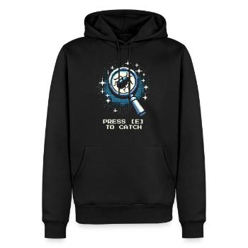 Catch Action Button Gaming Retro Pixel Entomology - Men’s Premium Organic Hoodie - black - Front - Nico (187cm)