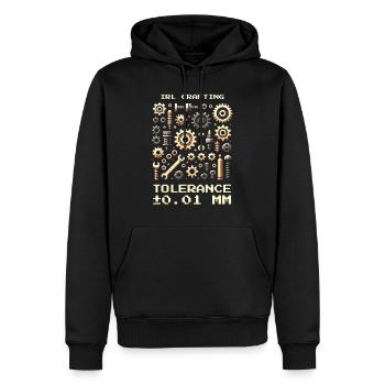 Crafting IRL Toleranz 0.01mm Feinmechanik Nerd - Männer Premium Bio Hoodie - Schwarz - Vorne - Nico (187cm)