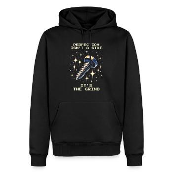Perfection Grind Precision Precision Mechanics Patience RPG - Men’s Premium Organic Hoodie - black - Front - Nico (187cm)