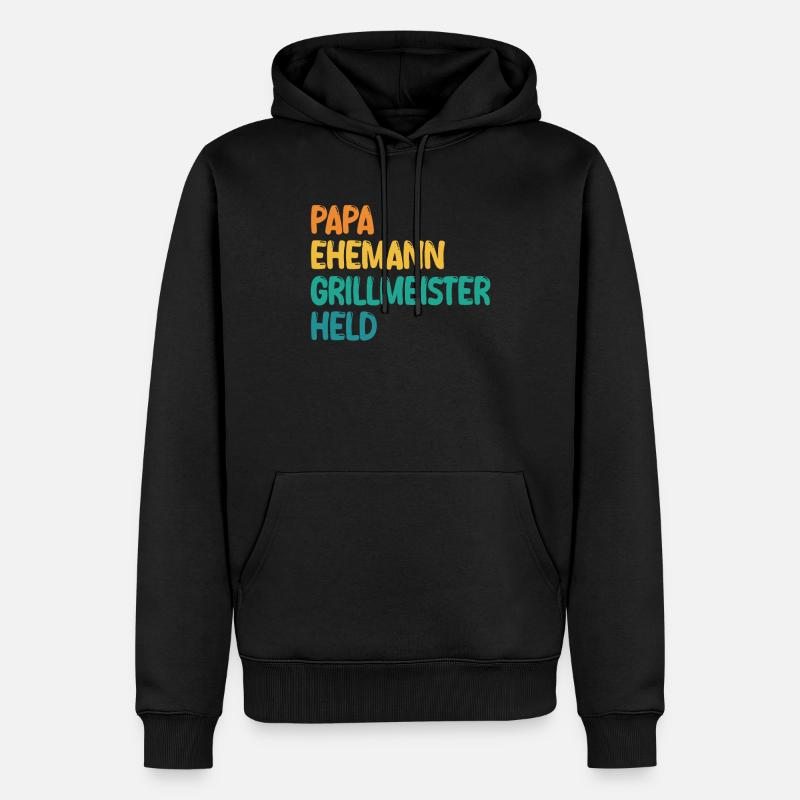 Papa Mari Grill Master Hero - Sweat à capuche Premium bio Homme - noir