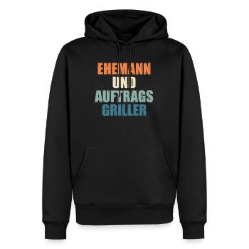 Papa mari contrat griller barbecue gril - Sweat à capuche Premium bio Homme - noir - Devant - Nico (187cm)