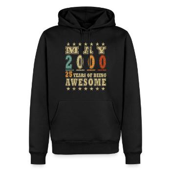 25ème anniversaire cadeau mari Original mai 2000 - Sweat à capuche Premium bio Homme - noir - Devant - Nico (187cm)