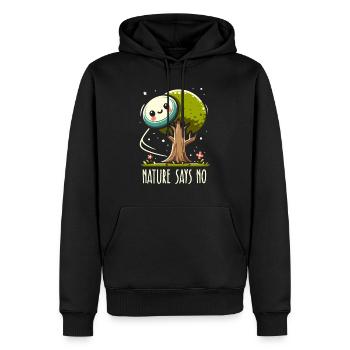 La nature dit non | Disque de golf arbre frustration lancer - Sweat à capuche Premium bio Homme - noir - Devant - Nico (187cm)