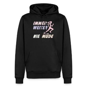 Läuferin IMMER WEITER NIE MÜDE Lustiges - Männer Premium Bio Hoodie - Schwarz - Vorne - Nico (187cm)