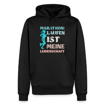 Läuferin MARATHON LAUFEN IST MEINE LEIDENSCHAFT - Männer Premium Bio Hoodie - Schwarz - Vorne - Nico (187cm)