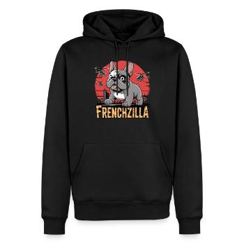 Frenchzilla – Klein, stur, total eskaliert - Männer Premium Bio Hoodie - Schwarz - Vorne - Nico (187cm)