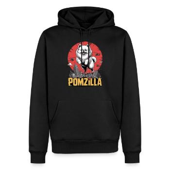 Pomzilla – Flausch, Panik, Weltuntergang - Männer Premium Bio Hoodie - Schwarz - Vorne - Nico (187cm)