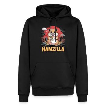 Hamzilla – Der Snack nimmt Rache - Männer Premium Bio Hoodie - Schwarz - Vorne - Nico (187cm)