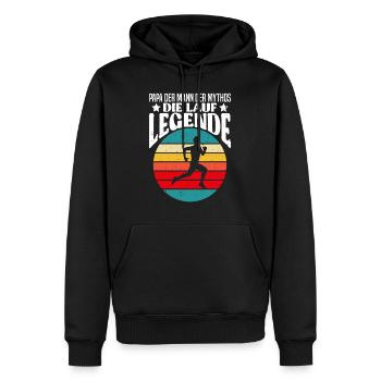 Väter PAPA DER MANN DER MYTHOS DIE LAUF LEGENDE - Männer Premium Bio Hoodie - Schwarz - Vorne - Nico (187cm)