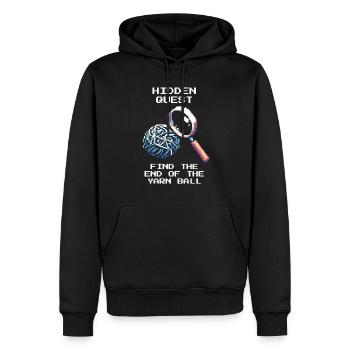 Geheime Quest | Wollknäuel Ende finden | Häkeln - Männer Premium Bio Hoodie - Schwarz - Vorne - Nico (187cm)